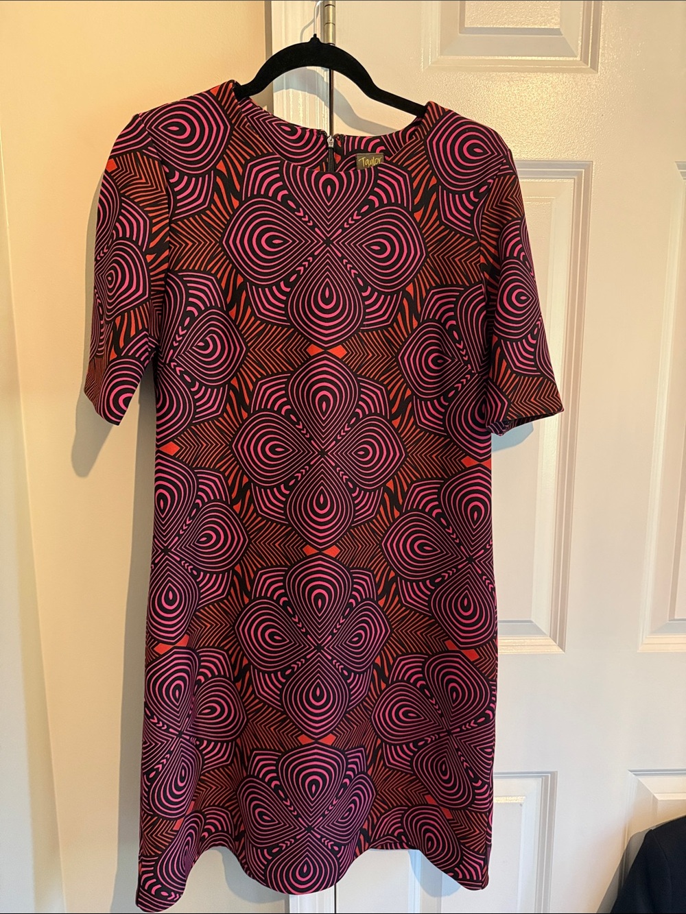 Taylor Purple and Pink Geometric Shift Dress